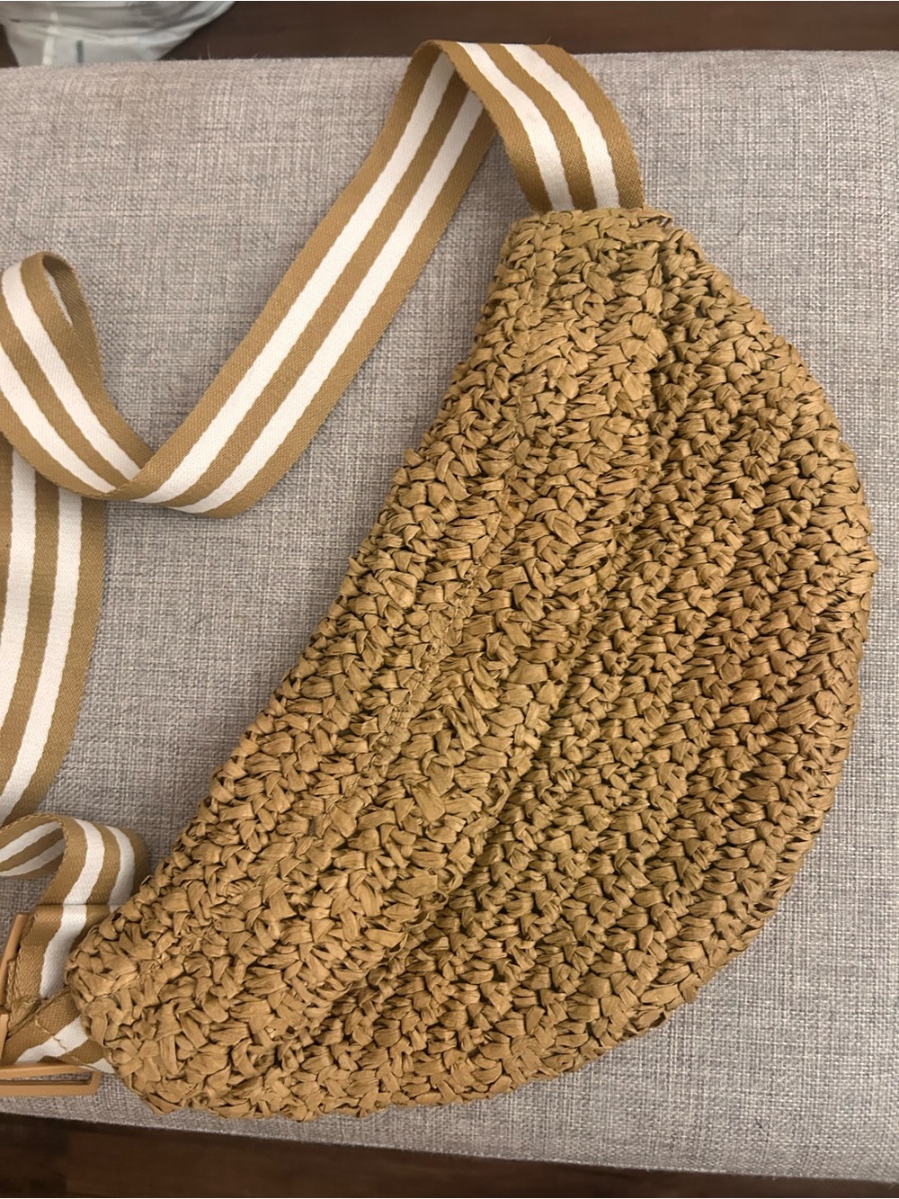 Woven Straw Crossbody Bag - Tan